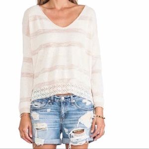 Free People Sweaters - Free People Knit Top with Lace Trim Split Back Free People Sweaters - Free People Knit Top with Lace Trim Split Back
